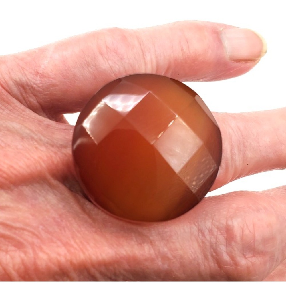 Chunky Orange Faceted Acrylic Statement Ring Size 8 Oversized‎ Cocktail Ring